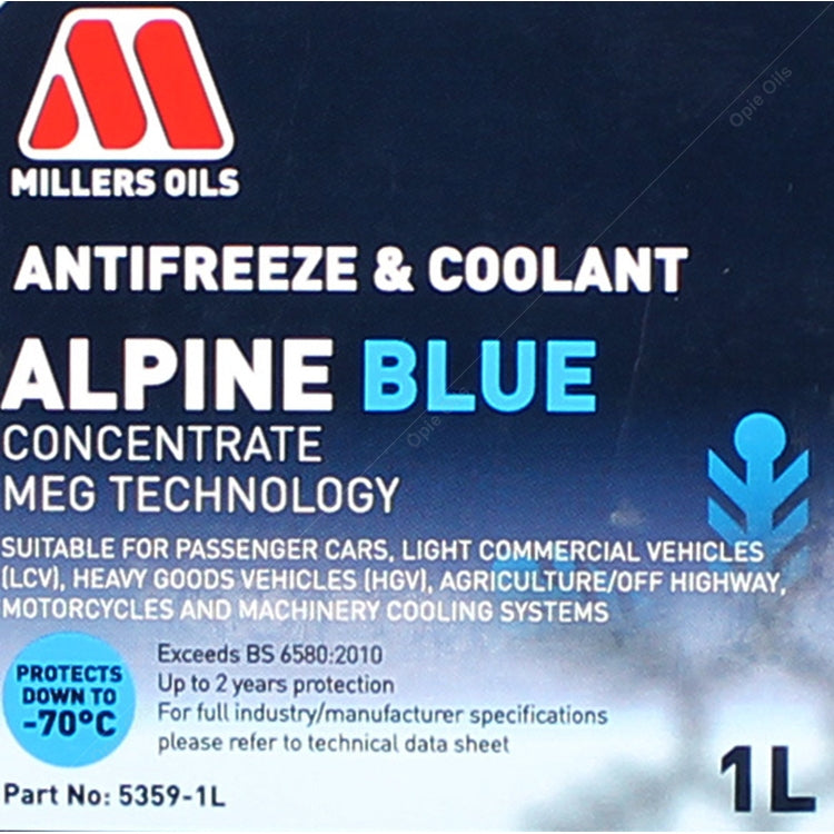 Millers Oils Alpine Blue Antifreeze & Coolant Concentrate